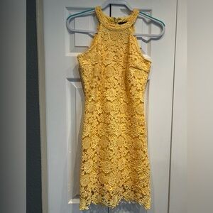 Lulu's Sunny Yellow Floral Lace Dress